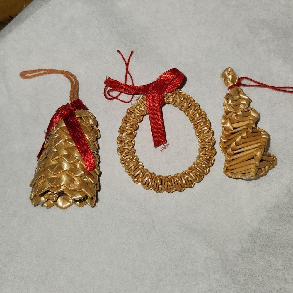 Hawaiian Woven Christmas Ornaments Set of 3